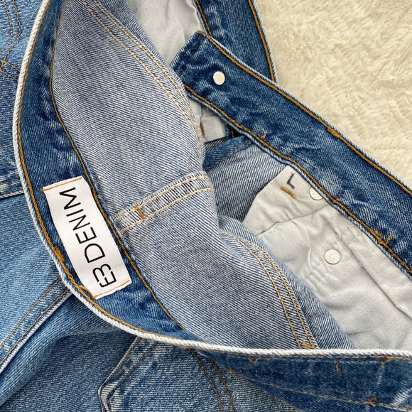 Worn once EB Denim x vintage Levi’s cross over criss cross jeans in dark wash - Picture 5 of 7